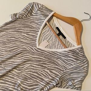 NWT White House Black Market Everyday Tee shimmering zebra print. Size XXS